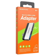 ADATTATORE BOROFONE DH2 DA USB-C A USB3.0/HDMI NERO-SILVER