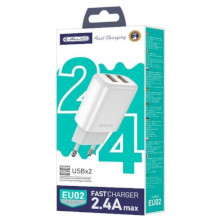 CARICABATTERIA JELLICO EU02 2.4A 2XUSB + CAVO TYPE-C BIANCO