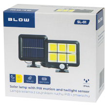 LAMPADA SOLARE CON SENSORE DI MOVIMENTO PIR/CREPUSCOLARE E TELECOMANDO CAVO 5M 30W