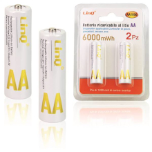 BATTERIA RICARICABILE AL LITIO AA 6000MWH 2 PEZZI