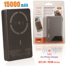 POWER BANK RICARICA WIRELESS Q1 15W + QC22.5W + PD20W 15000MAH