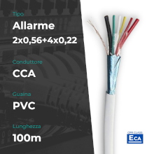 MATASSA CAVO ALLARME CCA 2X0.5+4X0.22MM PVC BIANCO CPR ECA 100M