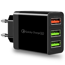 CARICABATTERIA QUICK CHARGE 3.0 3XUSB NERO BULK