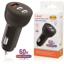 CARICABATTERIA PER AUTO CON 2 X TYPE-C PD 30W + 1 X USB QC 18W