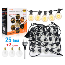 FILO DI 25 LAMPADINE 7.5M CON SPINA IP20