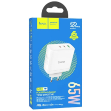 CARICABATTERIA HOCO N30 2X USB-C + 1X USB QC PD 65W BIANCO