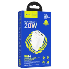 CARICABATTERIA HOCO N56 2 X USB + 2 X TYPE-C 30W 3A BIANCO