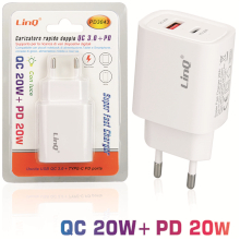 CARICABATTERIA RAPIDO USB QC3.0 + TYPE-C PD 20W