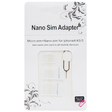 KIT DI 3 ADATTATORI PER NANO SIM E MICRO SIM COLORE BIANCO