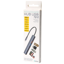 HUB USB-C 7 IN 1 HDMI 4K/USB-A 3.2/ USB-A 2.0/ USB-C PD 100W/ USB-C 2.0/SD/ MICROSD IN ALLUMINIO