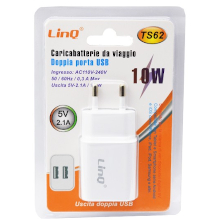 CARICABATTERIA 2 PORTE USB 2.1A 10W BIANCO