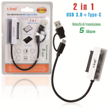 CAVO ADATTATORE DA USB + TYPE-C A SATA 5GBPS