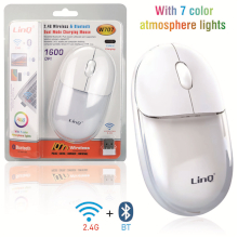 MOUSE DUAL WIRELESS 2.4G + BLUETOOTH 1600 DPI LUCI RGB BIANCO