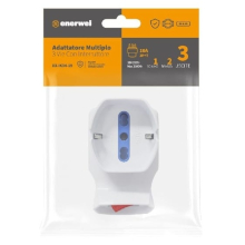 ADATTATORE CON INTERRUTTORE 10A CON 2 USCITE BIPASSO + 1 SCHUKO 16A 250V MAX 1500W