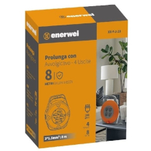 PROLUNGA CON AVVOLGICAVO 4 USCITE SCHUKO 16A 1110W 8M